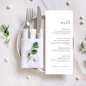 Menu Cards Wedding Minimalist Design Thank You Card Editable Wedding Design, Canva Template, Menu Card and Thank you Card