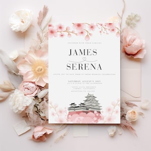 Blush Pink Wedding Invitation Floral Wildflower Invitation Editable Blush Pink Invitation Floral Design Wedding Invite Canva Template