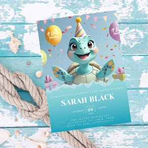A Little Hatchling Is On The Way Ocean Boy Baby Shower, Editable Sea Turtle Baby Shower Invitation, Under The Sea Baby Shower Invite, Canva