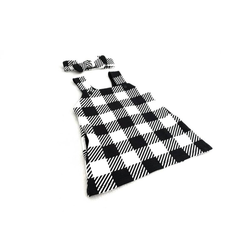 monochrome kids girls dress baby girl dress Plaid pinafore dress dungaree dress organic baby clothes baby dress