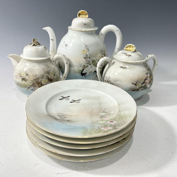Exquisite Japanese Antique Hand Painted Porcelain Tea Serving