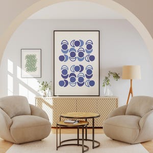 Arte de pared imprimible, Arte contemporáneo decorativo, Poster de arte moderno color azul, arte imprimible digital de gran tamaño.