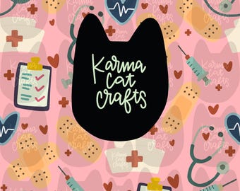 We Love Nurses | Nurse Seamless Pattern | Nurse Digital Paper | Hand-Drawn 12x12 PNG (Digital Download)