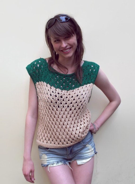 Hand Knitted Tank Top - Sleeveless Lace Top - Women's Summer knits - Off the shoulder - Handmade Knitwear
