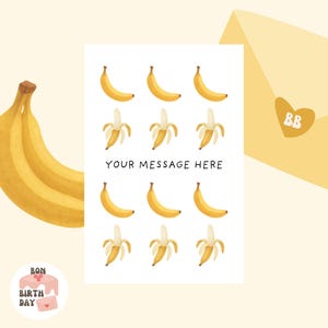 Banana Greeting Card, DIY, Printable, 4x6 inch, Watercolor, Instant Download