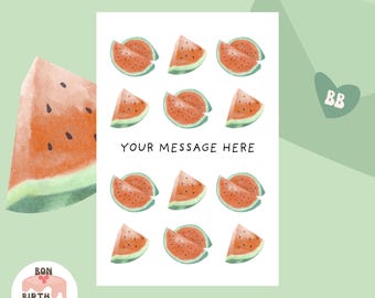 Tarjeta de felicitación de sandía (DIY, imprimible, 10 x 15 cm), acuarela, descarga instantánea