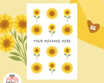 Tarjeta de felicitación de girasol para el Día de la Madre, DIY, imprimible, 10 x 15 cm, acuarela, descarga instantánea