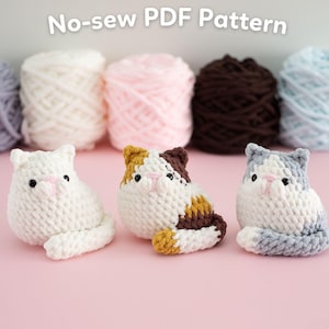 No Sew 3in1 Amigurumi Cat Crochet Pattern PDF, Cute Cat Bun, Cat Loaf. English, Deutsch, Français, Español, Português