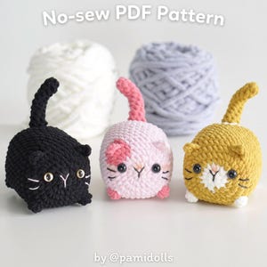 No Sew 3in1 Loaf Cat Amigurumi Crochet Pattern Bundle, Digital PDF in English, Deutsch, Français, Español, Português