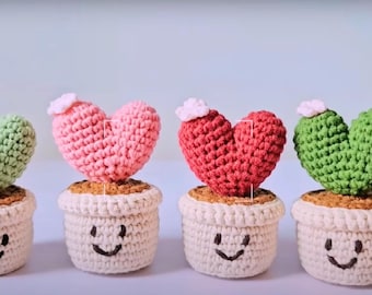 Crochet Heart Shaped Plant in Pot Pattern, Crochet Anniversary Gift Pattern PDF, Crochet Plant Tutorial