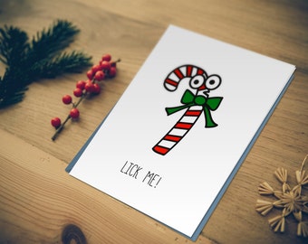 Naughty Candy Cane - Hong Kong Christmas Card. Hong Kong seasonal Greeting cards and Happy Holiday cards.