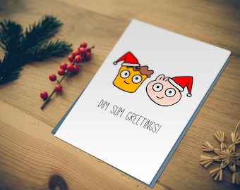Dim Sum Greetings - Hong Kong Christmas Card. Hong Kong seasonal Greeting cards and Happy Holiday cards.