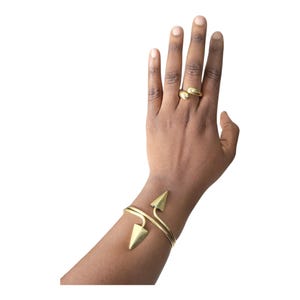 Handcrafted Brass ring and bracelet set|Bold minimalist stack and save-set