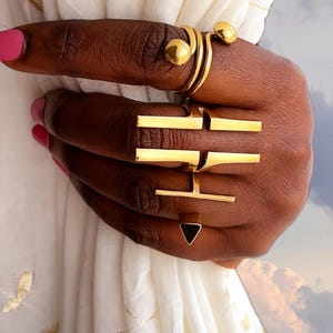 Bagues empilables fabriquées à la main en laiton africain, gros bijoux réglables
