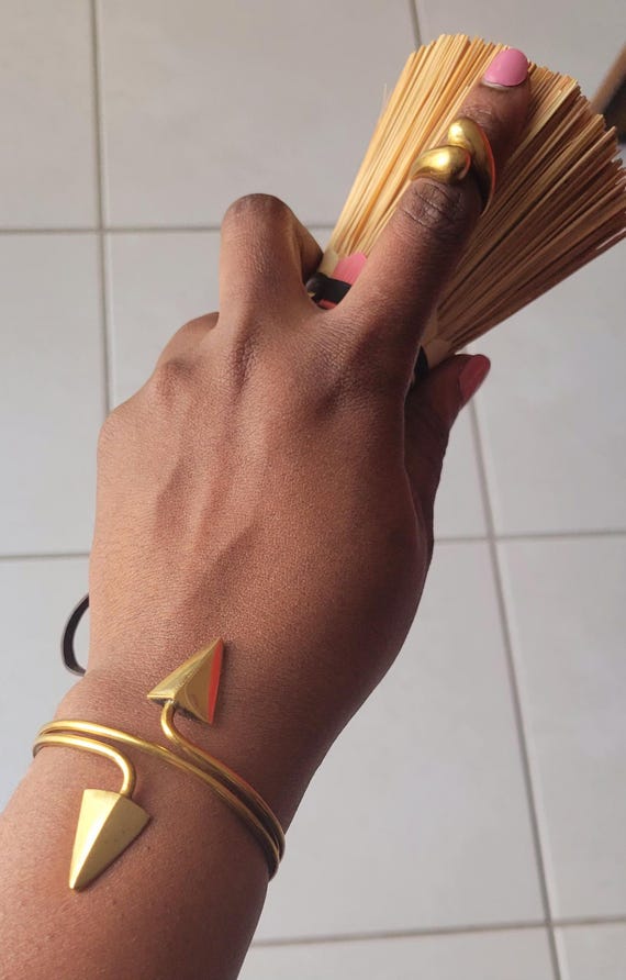 Handcrafted Brass ring and bracelet set|Bold minimalist stack and save-set