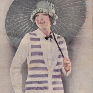 Vintage Knit Women&#39;s Sweater Patterns 1920&#39;s Cardigan & Sweater Vest Downton Abbey Flapper Scarf