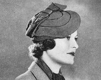 Vintage Crochet Beret Hat Pattern 1930's Women's Millinery Accessories