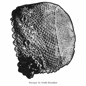 Vintage Irish Crochet Baby Bonnet Pattern 1920&#39;s Lace Christening Easter Heirloom