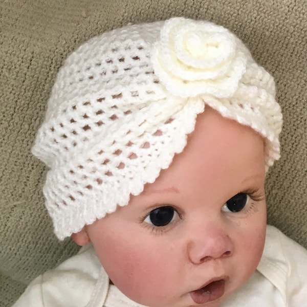 Baby Turban Hat Beanie Crochet Pattern Newborn Reborn baby gift photo prop