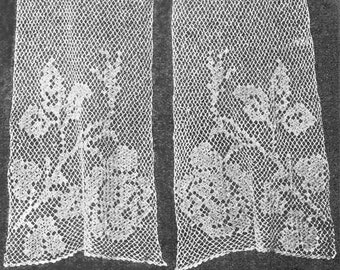 Vintage Filet Crochet Scarf Shawl Pattern 1910's Downton Abbey Boho Style