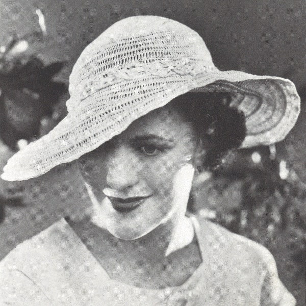 Vintage Crochet Sun Hat Pattern 1930's Bridal hat