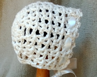 Baby Bonnet Crochet Pattern Newborn 0-3 months for reborn baby gift photo prop