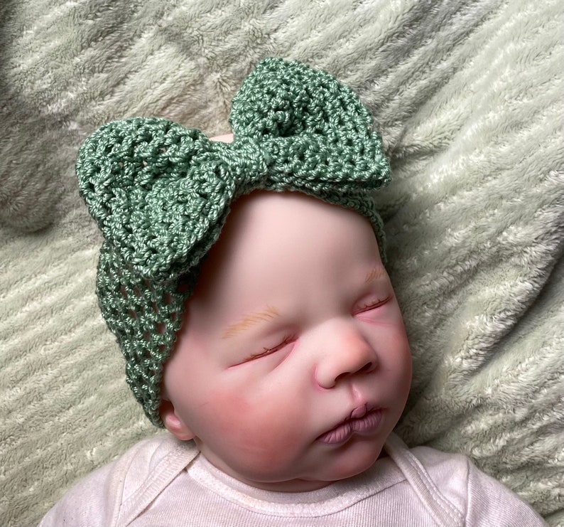 Big Bow Baby Headwrap Crochet Pattern Newborn 6 months Infant Headband image 6