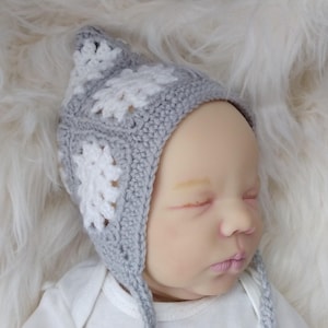 Snowflake Baby Pixie Bonnet Crochet Pattern Newborn, 0 - 3 months sizes Granny Square hat