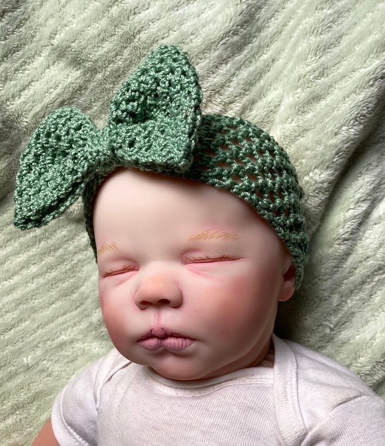 Big Bow Baby Headwrap Crochet Pattern Newborn 6 months Infant Headband image 7