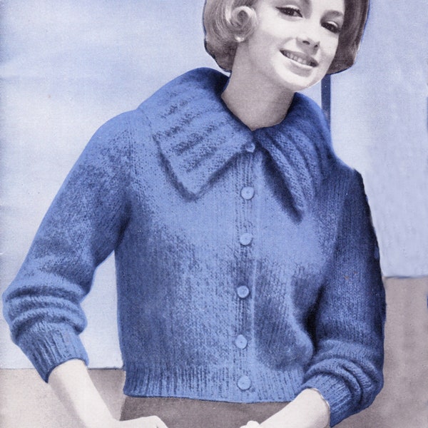 Vintage Knit Mohair Cardigan Sweater pattern 1960's