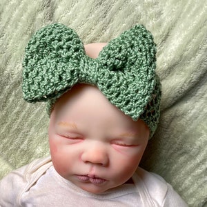 Big Bow Baby Headwrap Crochet Pattern Newborn 6 months Infant Headband image 4