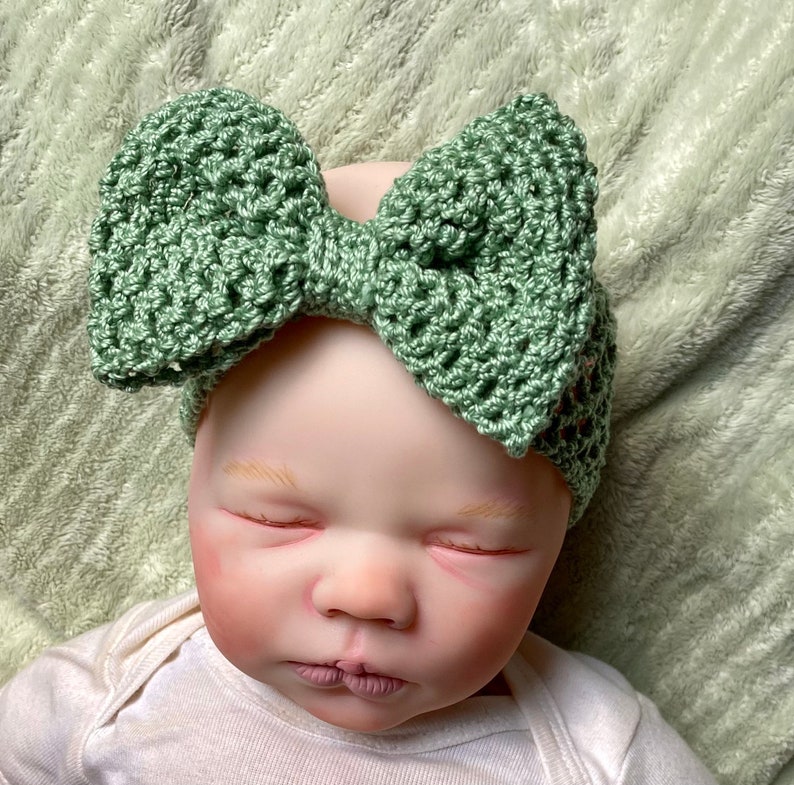 Big Bow Baby Headwrap Crochet Pattern Newborn 6 months Infant Headband image 4