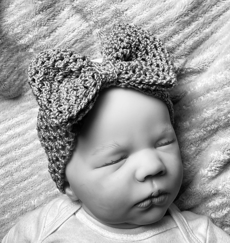 Big Bow Baby Headwrap Crochet Pattern Newborn 6 months Infant Headband image 3