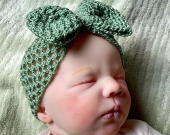 Big Bow Baby Headwrap Crochet Pattern Newborn - 6 months Infant Headband