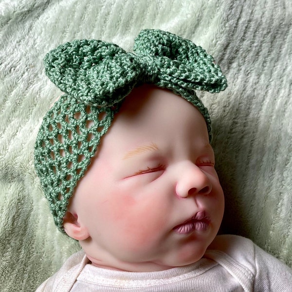 Big Bow Baby Headwrap Crochet Pattern Newborn - 6 months Infant Headband