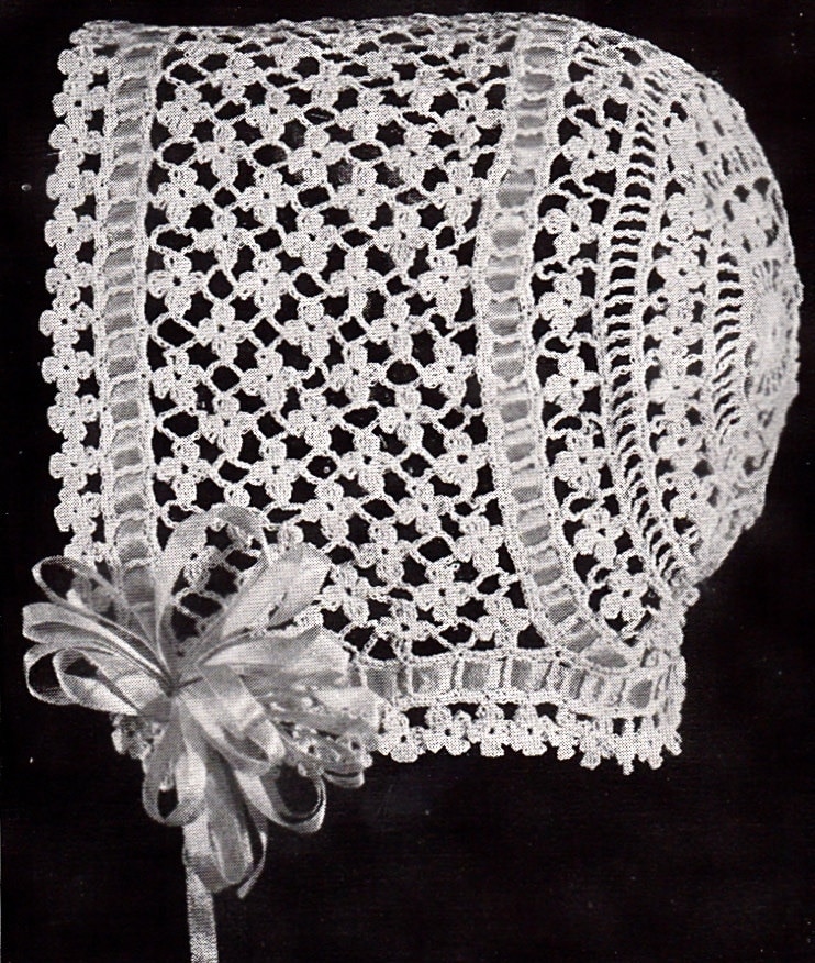 36 Crochet Baby Clothes Patterns with Bonnets, Booties, Rompers, and Dresses 5 Vintage Crochet Daisy Stitch Baby Bonnet Pattern Updated
