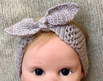 Baby Bow Headband Crochet Pattern Newborn - 12 months Infant Head Wrap