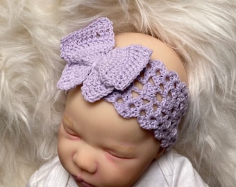 Butterfly Bow Baby Headband Crochet Pattern Newborn - 6 months Infant Headwrap