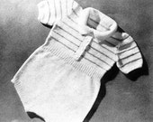 Vintage Knit Boy Romper Pattern Sweater Onesie for Baby/Toddler sizes 1 & 2
