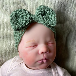 Big Bow Baby Headwrap Crochet Pattern Newborn 6 months Infant Headband image 5