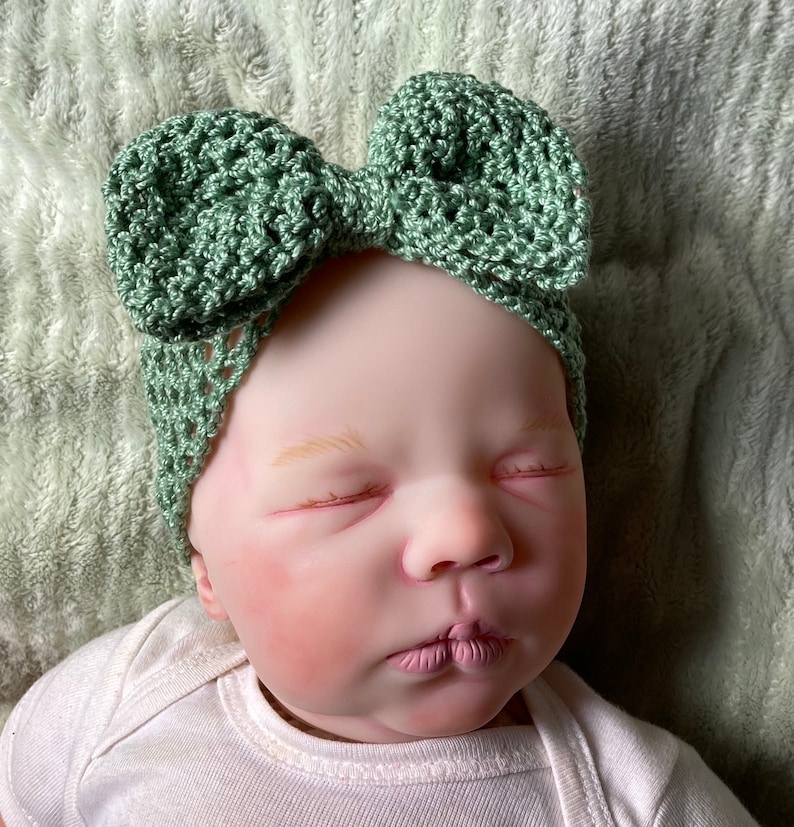 Big Bow Baby Headwrap Crochet Pattern Newborn 6 months Infant Headband image 5