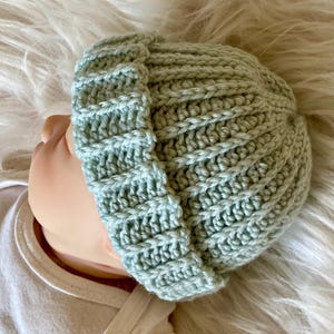 Crochet Rib Baby Beanie Hat Pattern Newborn Unisex toboggan cap