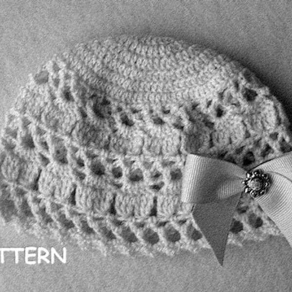 Vintage Inspired Crochet Baby Hat Pattern Newborn Reborn 0-3 Months Lace photo prop