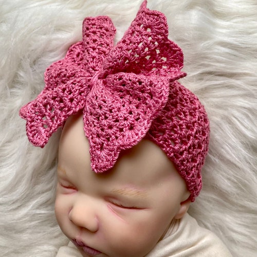 Big Bow Baby Headwrap Crochet Pattern Newborn 6 Months Etsy