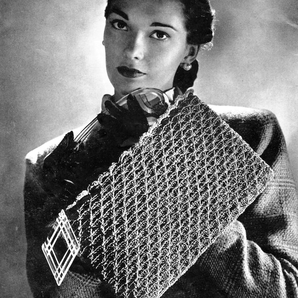 Vintage Crochet Handbag Purse Clutch Patterns 1940's Mid Century Modern Style Crochet Bags Tote