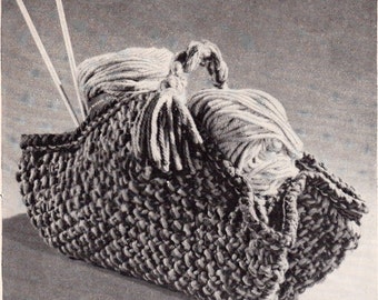 50's Vintage Knitting Basket/Purse/Handbag/Clutch Knit & Crochet Patterns Cotton Yarn