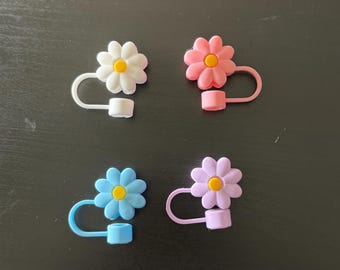 Daisy Bloom Silicone Straw Toppers