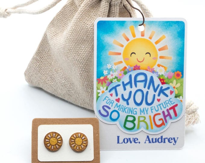 Sun Earrings with Personalized Card | Teacher Appreciation Gift