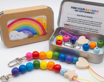 DIY Rainbow Keychain Kit: Personalized Kids Craft and Calming Activity