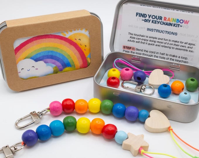 DIY Rainbow Keychain Kit: Personalized Kids Craft and Calming Activity